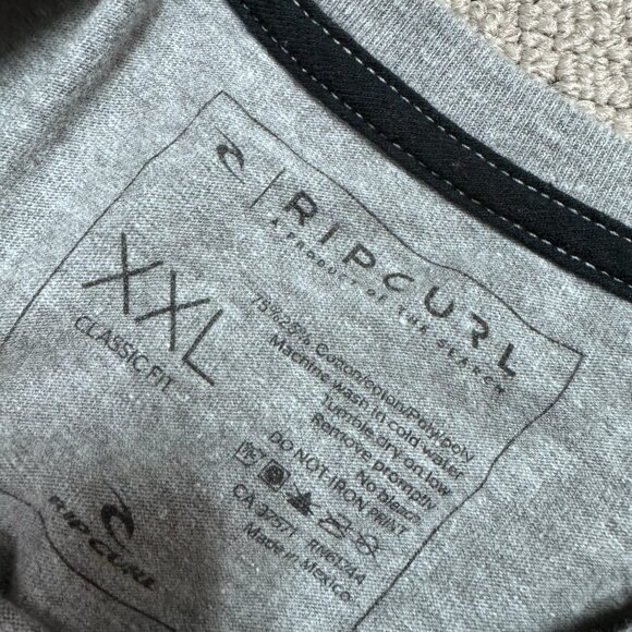 Ripcurl T-Shirt Men’s Gray Short Sleeve Size XXL - Picture 10 of 10